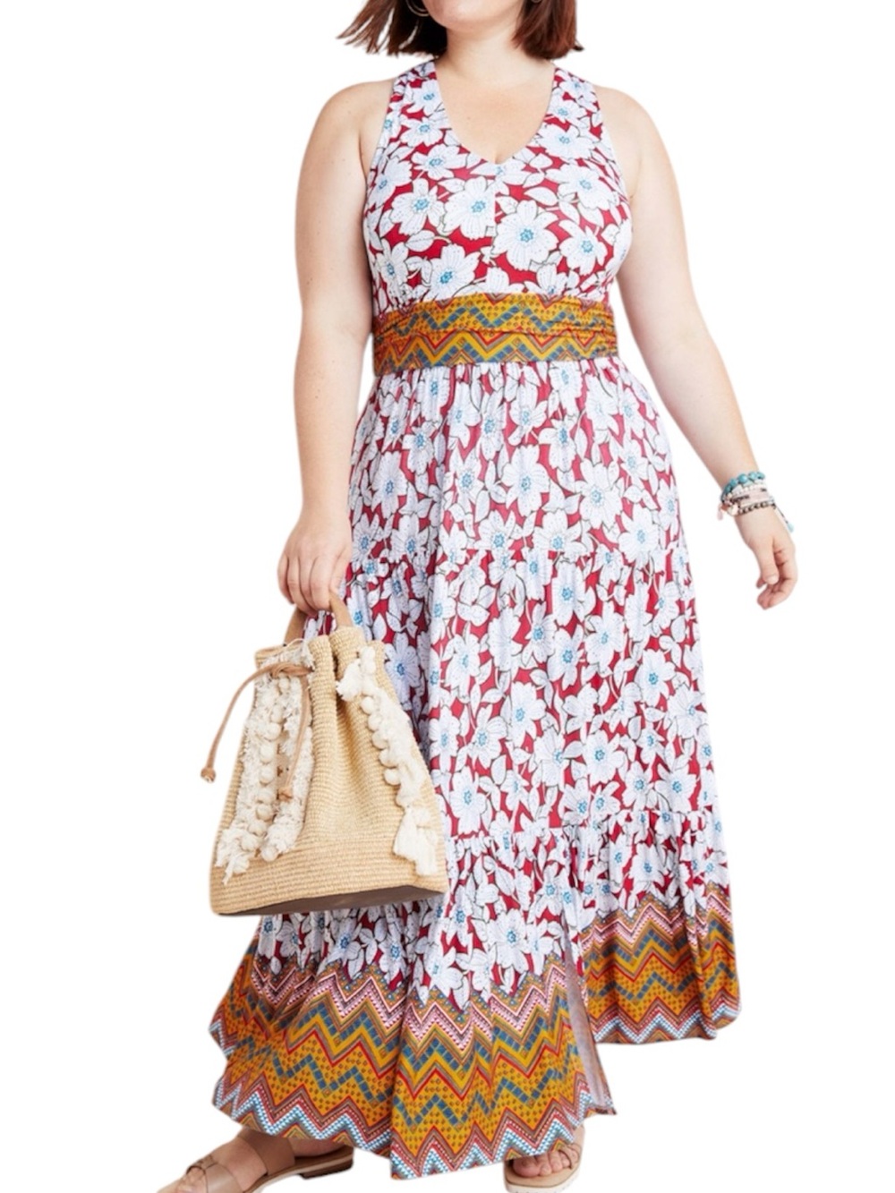 ANTRHOPOLOGIE Maeve Auden Floral Tribal Halter Maxi Dress